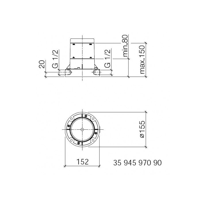 Element Dornbracht mocujący baterię w podłodze- sanitbuy.pl
