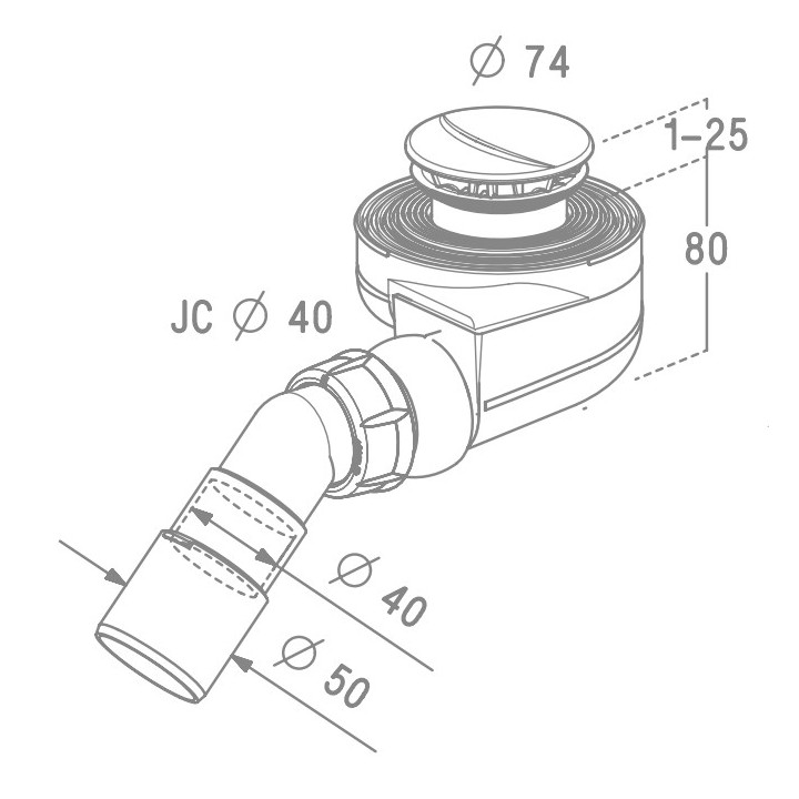 Syfon brodzikowy Radaway Turboflow TB50, chrom