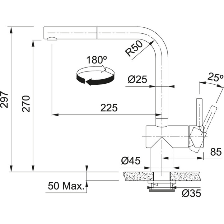 Bateria kuchenna Franke Atlas Neo Sensor, wysokość 297mm, wyciągana wylewka, uruchamianie czujnikiem, czarna stal szlachetna