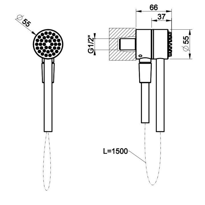 Zestaw prysznicowy Gessi Hi-Fi, słuchawka z wężem 150cm i magnetycznym uchwytem, Gold PVD