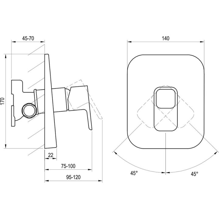 Bateria podtynkowa natryskowa Ravak 10°, do R-box TD 066.00