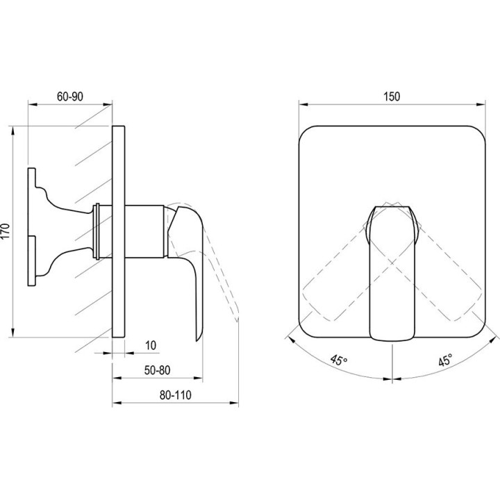 Bateria natryskowa Ravak Flat, podtynkowa do R-box Vari