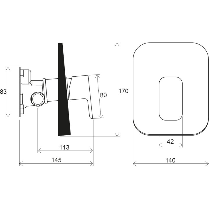 Bateria natryskowa Ravak 10° Free, podtynkowa, do R-box, TD F 066.00