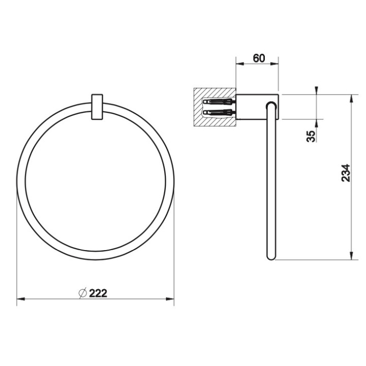 Wieszak na ręcznik Gessi Rettangolo, ścienny, 60cm, chrom