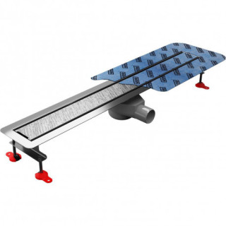 Odpływ liniowy, pełny zestaw, Wiper New Invisible, 500mm, do zabudowania płytkami, syfon Drop 35, wykończenie szlif/mat