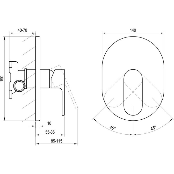 Bateria natryskowa Ravak Chrome, podtynkowa, do R-box, CR 066.00