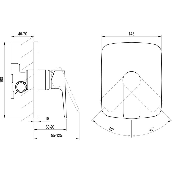 Bateria natryskowa Ravak Classic, podtynkowa, bez przełącznika, do R-box, CL 066.00