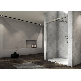 Drzwi Cadura Cas2 rozsuwane, dwuczęściowe, szkło przeźroczyste, profil srebrny połysk