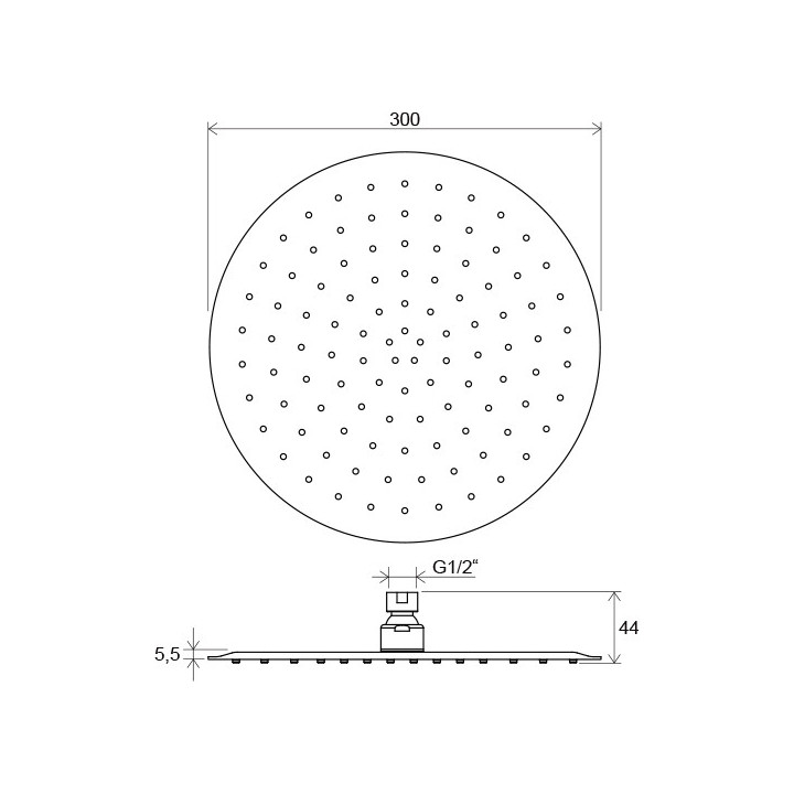 Deszczownica Slim Ravak Chrome, okrągła 300 mm, 984.00