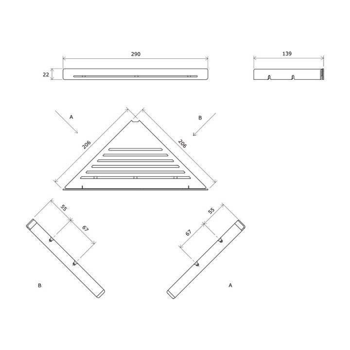 Półka Ravak Slim C, narożna czarny/chrom