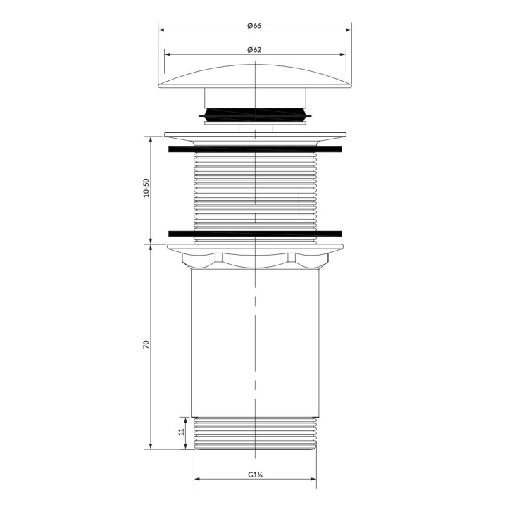Korek umywalkowy Omnires, klik-klak, metalowy, czarny