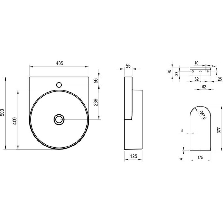 Umywalka Ravak Yard 400, okrągła, 40,5 x 50 cm, biała
