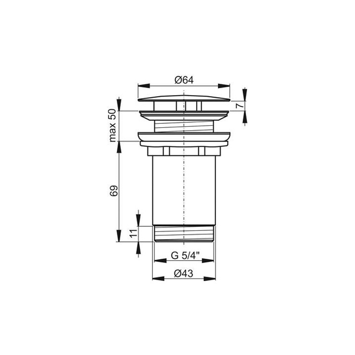 Korek umywalkowy Ravak, stały, czarny