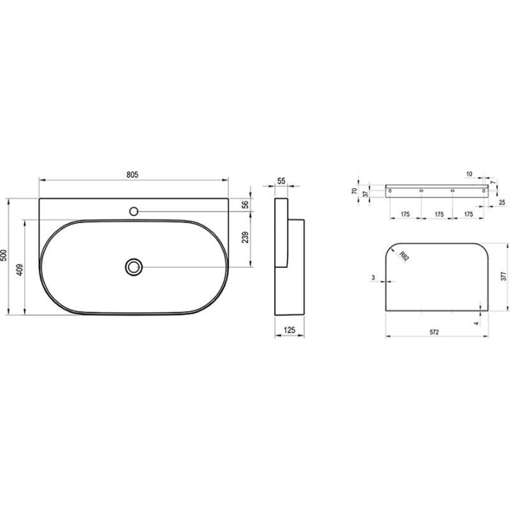 Umywalka Ravak Yard 800, 80 x 50 cm, biała