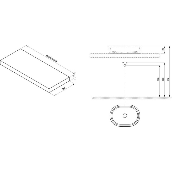 Blat podumywalkowy ravak I 1000, 100cm, biały
