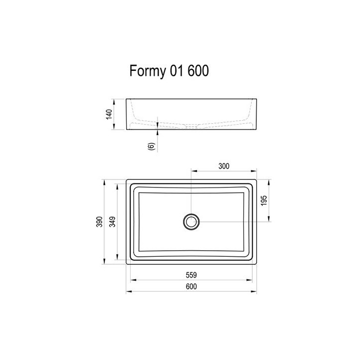 Umywalka nablatowa Ravak Formy 01, 60 cm - biała
