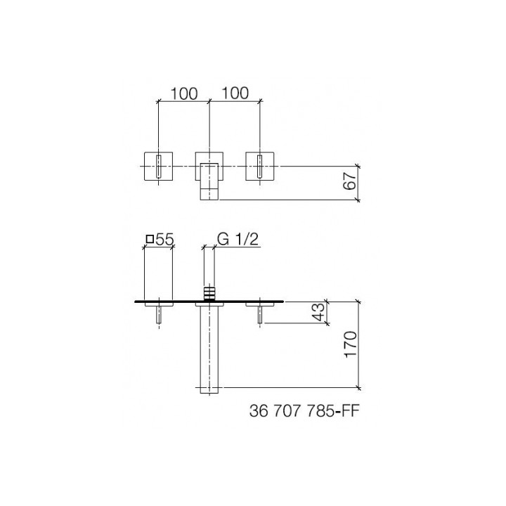 Bateria Dornbracht MEM umywalkowa podtynkowa 3-otworowa, wylewka 170mm, element zewnętrzny- sanitbuy.pl