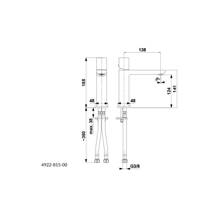 Bateria wannowa KFA Morganit ścienna - chrom