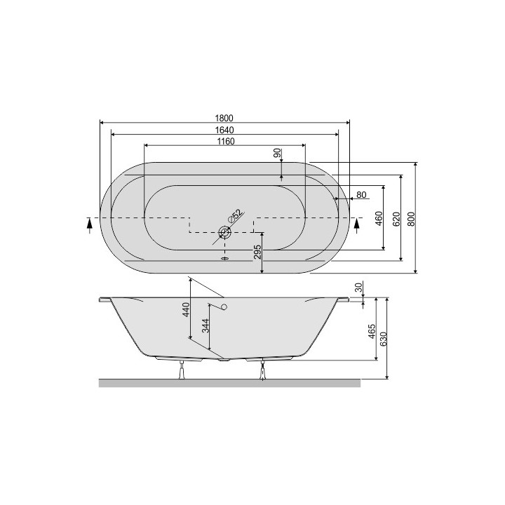 Wanna owalna Sanplast WOW/PR, 180x80cm, akrylowa, biały