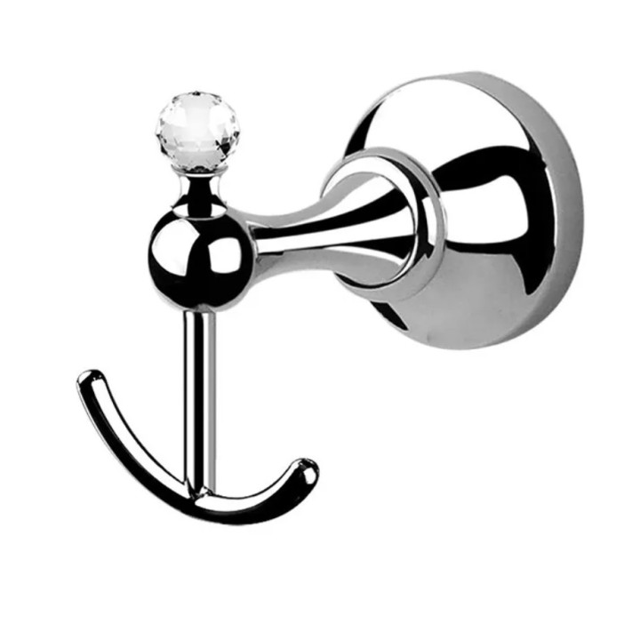 Podwójny wieszak na ręcznik Giulini Giovanni Ibisco Crystal, ścienny, bronzo