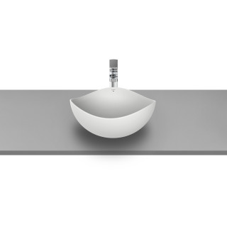 Umywalka nablatowa Roca Ohtake, 55x38,5cm, bez przelewu, FINECERAMIC, biały połysk