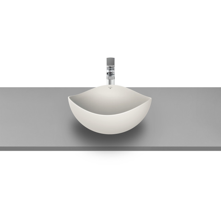 Umywalka nablatowa Roca Ohtake, 55x38,5cm, bez przelewu, FINECERAMIC, biały połysk