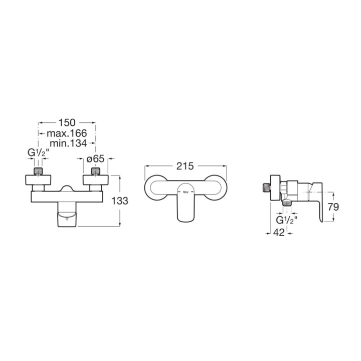 Bateria natryskowa Roca Cala, podtynkowa, 1 wyjście wody, chrom