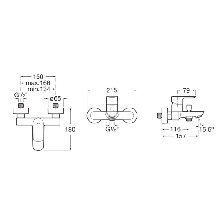 Bateria prysznicowa Roca Cala, natynkowa, 1 wyjście wody, chrom