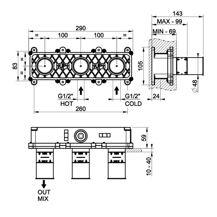Element podtynkowy Gessi dla baterii umywalkowej jednouchwytowej