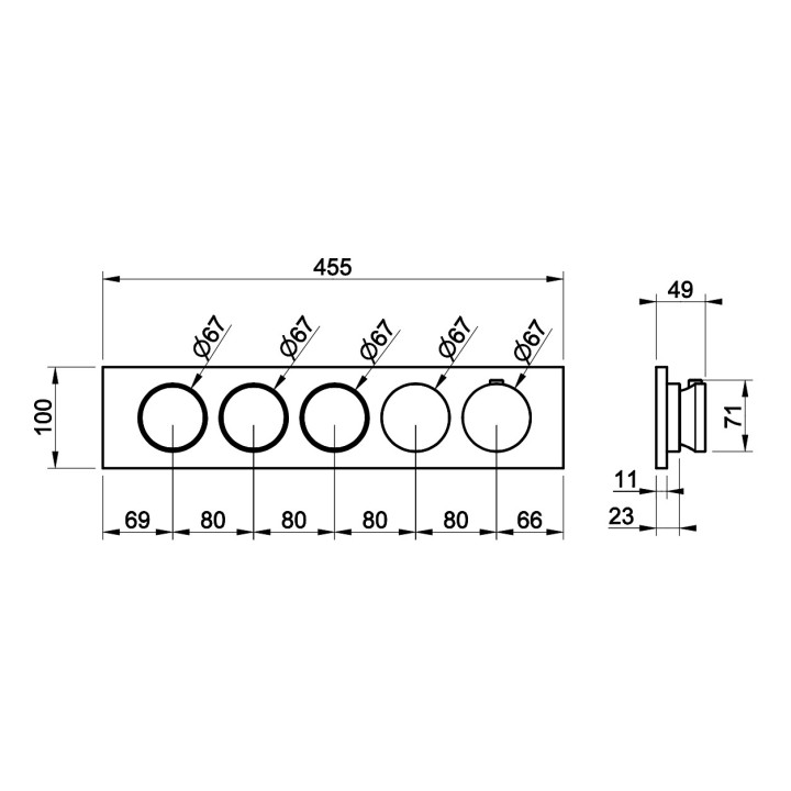 Termostatyczna bateria natryskowa Gessi Origini, podtynkowa, 2 jednoczesne wyjścia wody, chrom