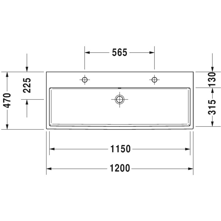 Umywalka meblowa Duravit Vero Air, 120x47cm, z przelewem, 2 otwory na baterie, glazurowany spód, biały