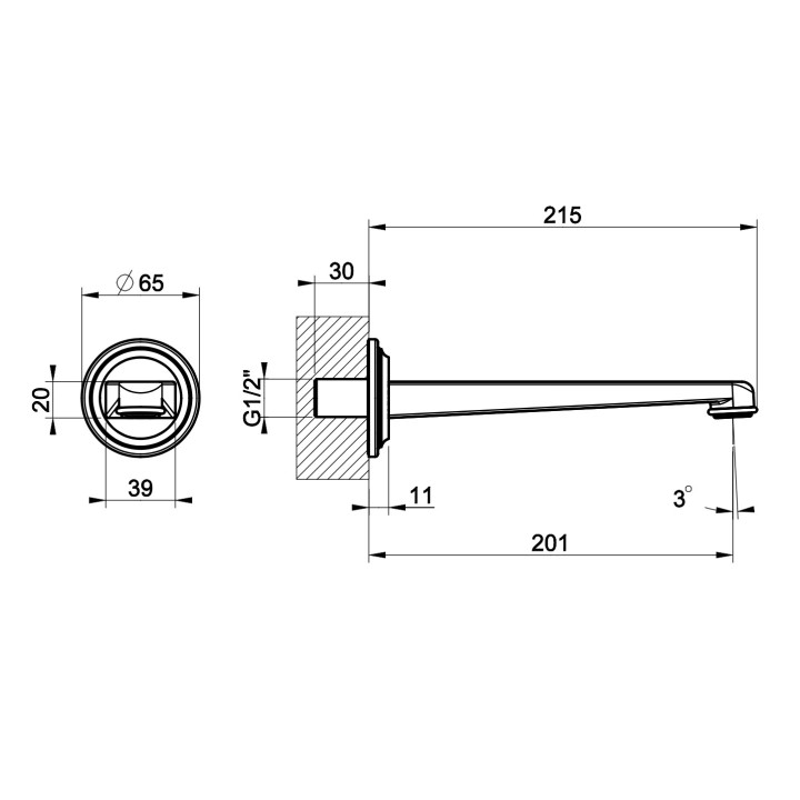 Wylewka umywalkowa Gessi Venti20, stojąca, wysokość 108mm, chrom