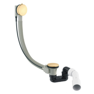 Syfon wannowy Omnires, przelewowo-odpływowy, korek automatyczny - biały połysk