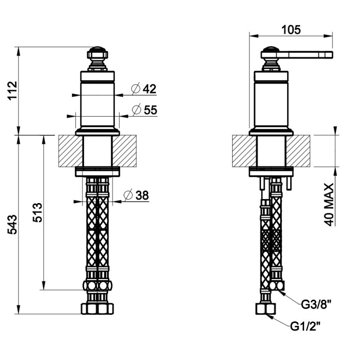Mieszacz umywalkowy Gessi Venti20, stojący, jednouchwytowy, chrom