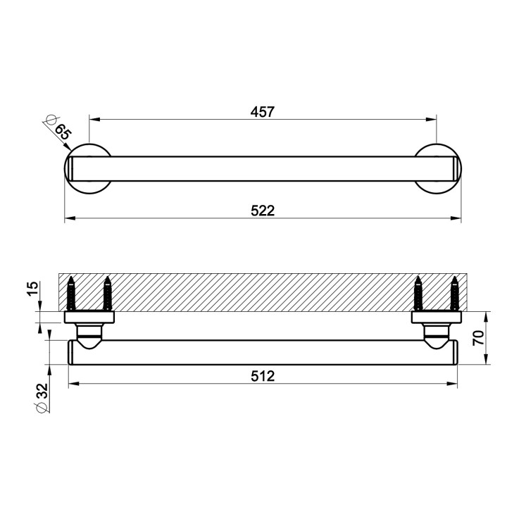 Reling na ręcznik Gessi Venti20, do montażu na szkle, 60cm, chrom