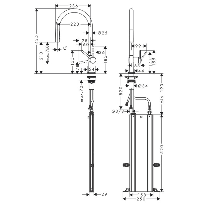 Bateria kuchenna Hansgrohe Talis M54