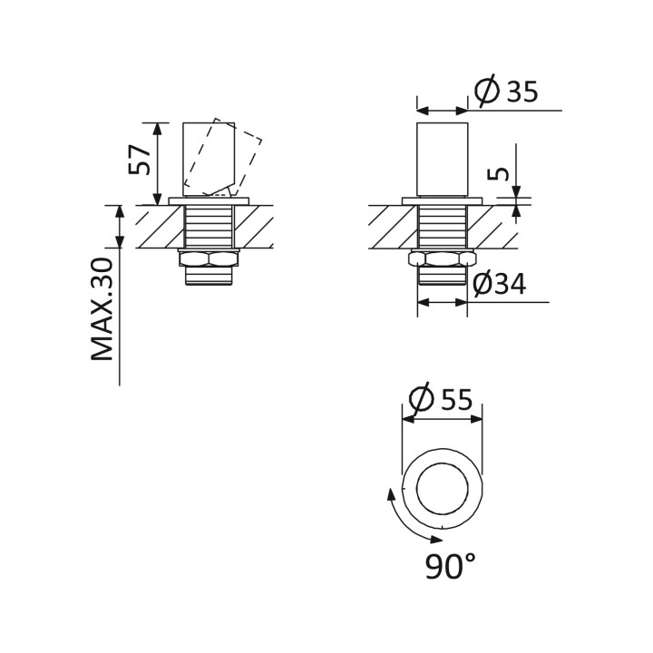 Bateria umywalkowa Bruma Avalon, stojąca, wysokość 331mm, chrom