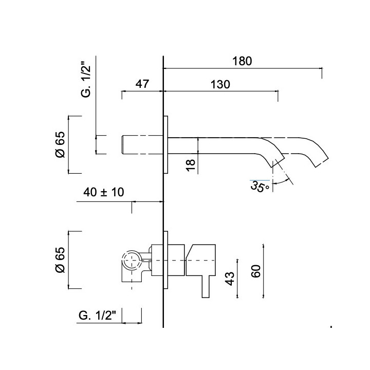 Bateria umywalkowa wolnostojąca Giulini G. My Future, wylewka 195mm, chrom