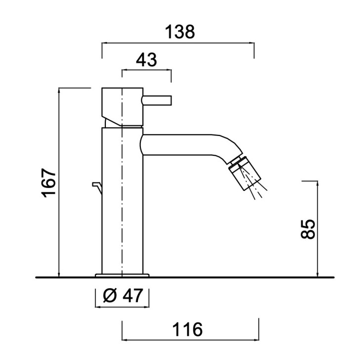 Bateria umywalkowa Giulini G. My Future, stojąca, wysokość 167mm, wylewka 145mm, bez korka, chrom