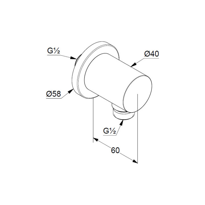 Przyłącze wody Kludi Nova Fonte, ścienne, czarny mat