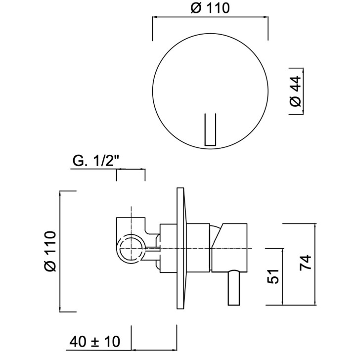 Bateria natryskowa Giulini G. My Future, podtynkowa, mała rozeta, 1 wyjście wody, chrom
