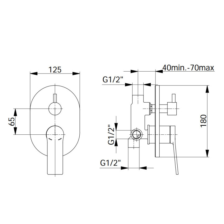 Bateria natryskowa Demm Shine, podtynkowa, 1 wyjście wody, chrom
