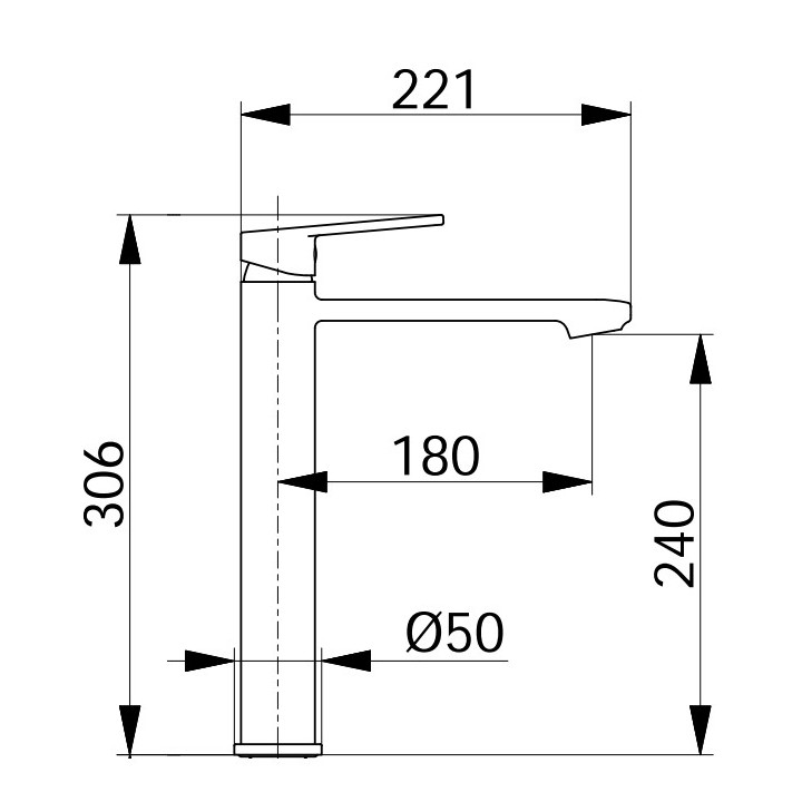 Bateria umywalkowa Demm Drake, stojąca, wysokość 171mm, wylewka 120mm, bez korka, chrom