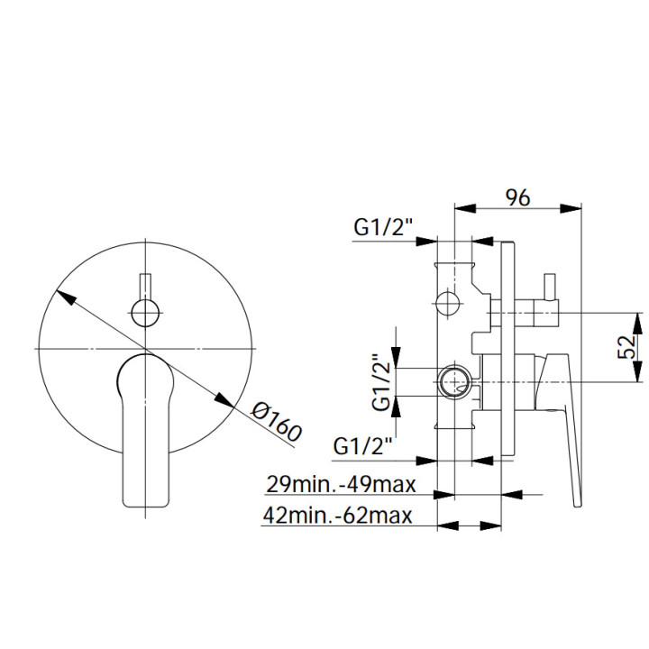 Bateria natryskowa Demm Drake, podtynkowa, 1 wyjście wody, chrom