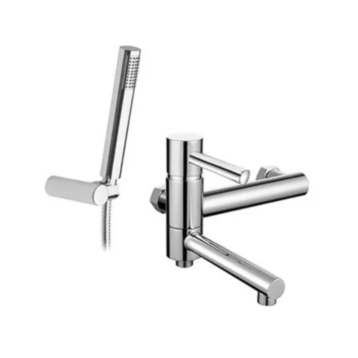 Bateria wannowo-natryskowa Demm Drake, natynkowa, 2 wyjścia wody, zestaw natryskowy, chrom