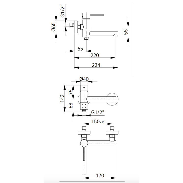 Bateria wannowo-natryskowa Demm Drake, natynkowa, 2 wyjścia wody, zestaw natryskowy, chrom