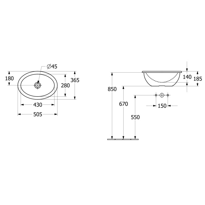 Umywalka wpuszczana w blat Villeroy & Boch Loop & Friends, 45cm, z przelewem, Weiss Alpin