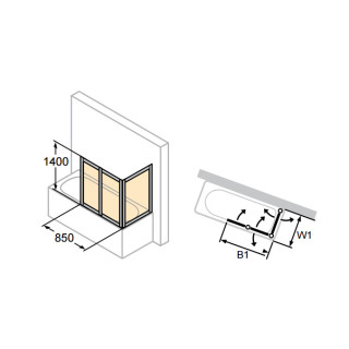 Parawan nawannowy Huppe 501 Design Combinet - 3-częściowy 70x150 cm, profil srebrny mat, szkło przeźroczyste- sanitbuy.pl