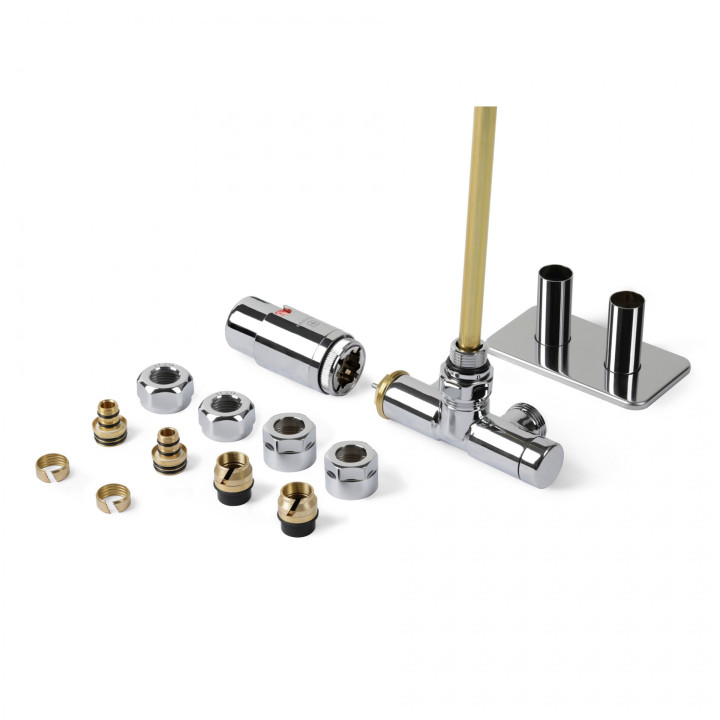 Zestaw zintegrowany termostatyczny kątowy z rurką zanurzeniową Terma, Lewy - chrom