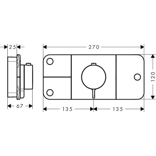 Moduł termostatyczny Axor One, podtynkowy, 3 odbiorniki wody, element zewnętrzny, czarny mat